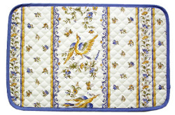 Provence quilted Placemat (Moustiers. raw x blue))